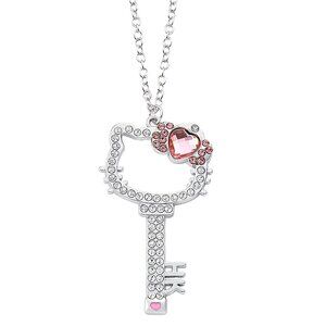 Necklace Hello Kitty Key Rhinestone Pendant Silver Scene Rave Emo Sanrio Sparkle